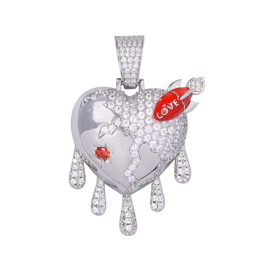 Corazón Misil Love Plata Ley 925 Zirconia