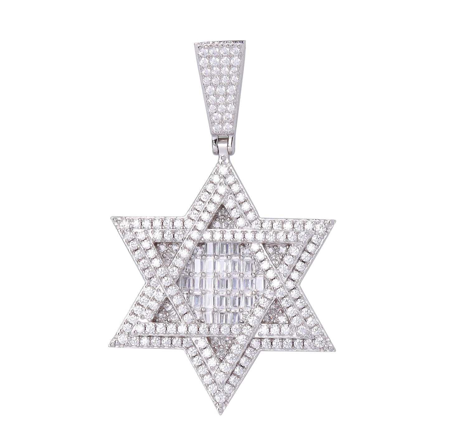 Estrella De David 3D Plata Ley 925 Zirconia