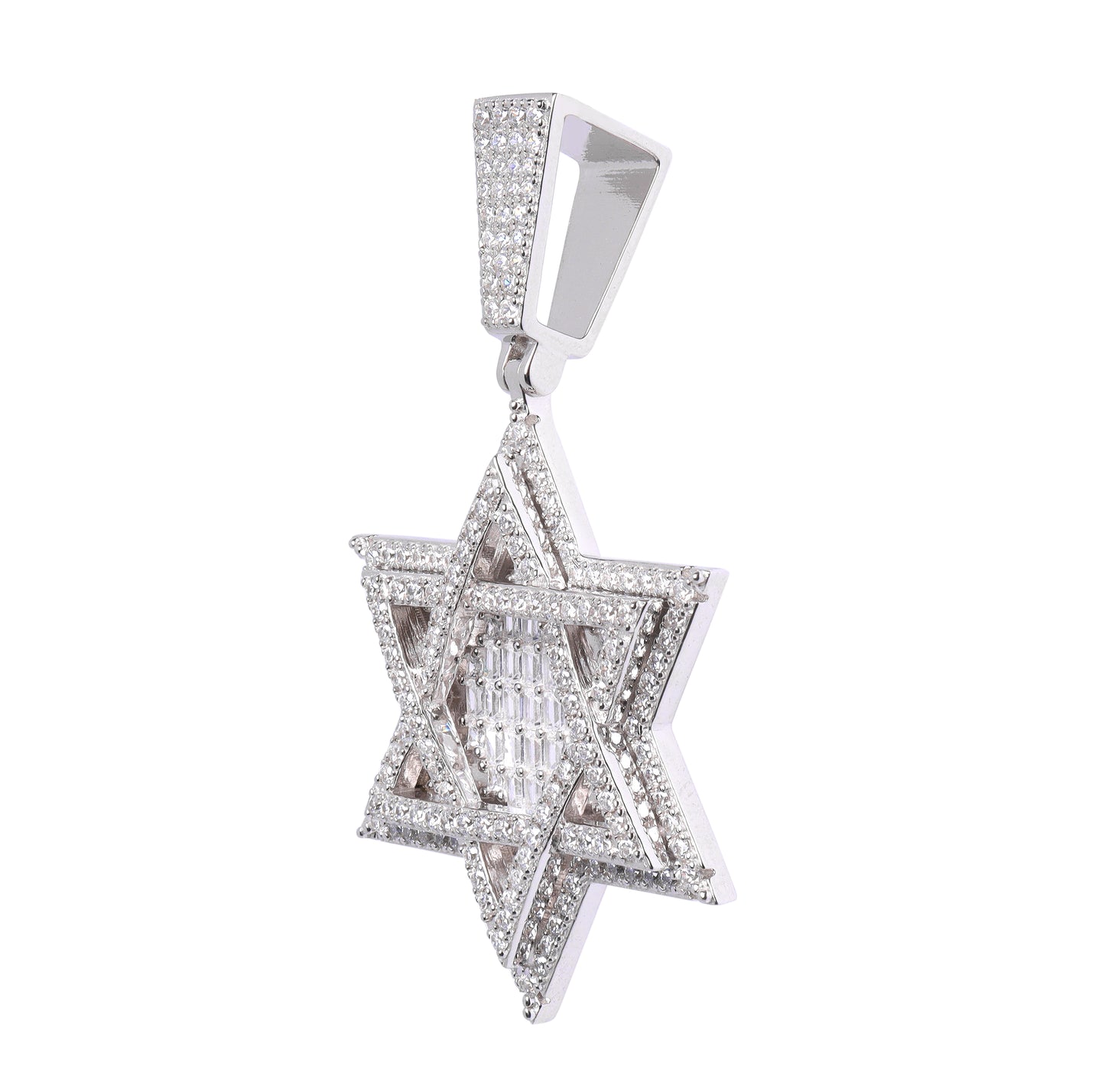 Estrella De David 3D Plata Ley 925 Zirconia