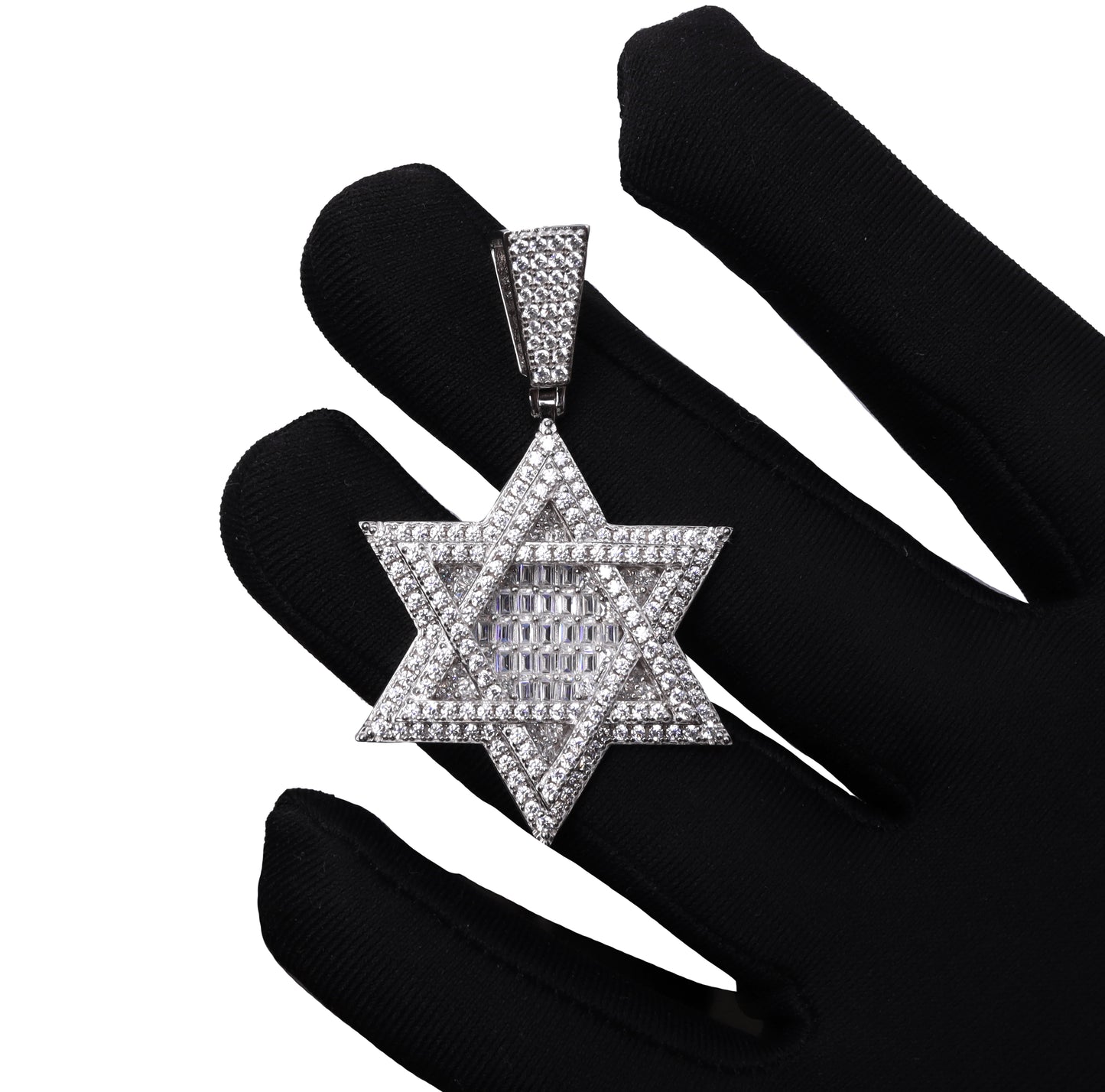 Estrella De David 3D Plata Ley 925 Zirconia